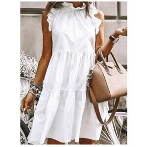 EUC Mazik White Tiered sleeveless dress sz: S